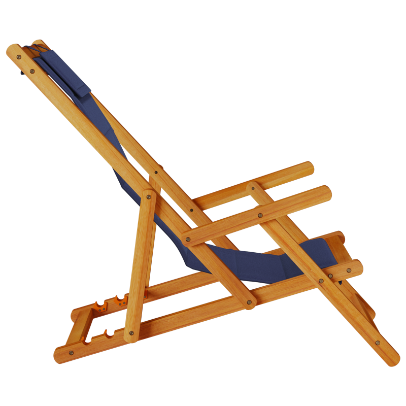 Faltbare Strandstühle 2er Set Blau aus Akazienholz & Textilene