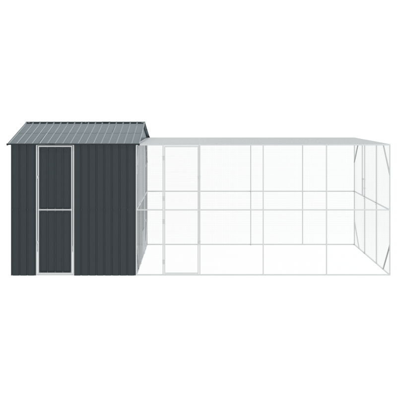 Vogelvoliere mit Erweiterung Anthrazit 310x619x247 cm Stahl