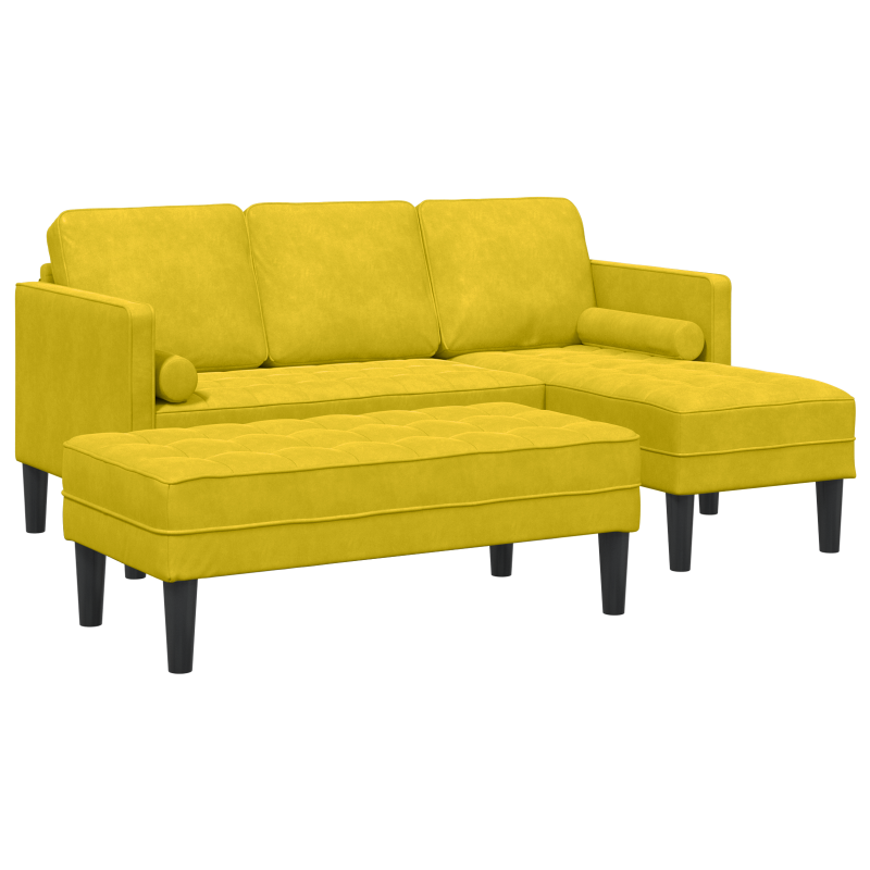 5-teiliges Garten-Sofaset mit Kissen Schwarz Poly-Rattan Akazie