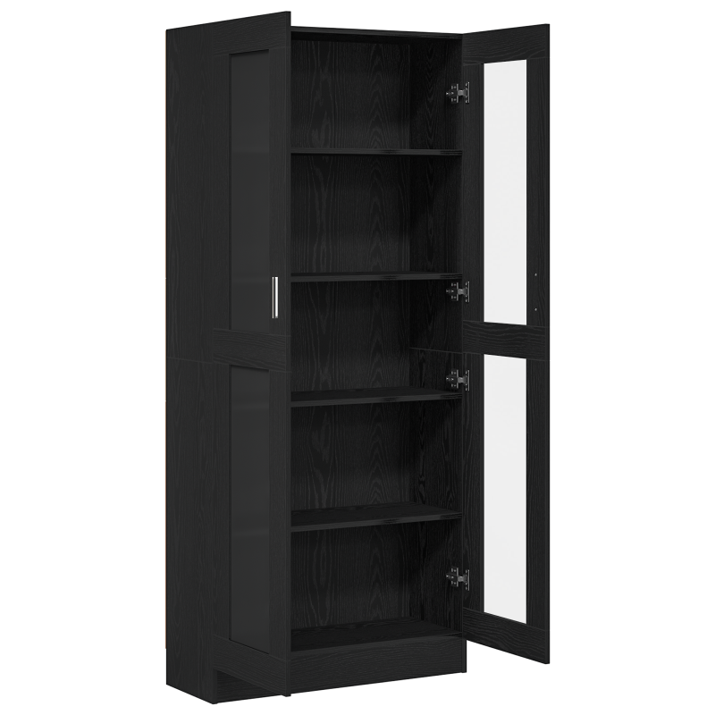 Bücherregale 2er Set Schwarz Eiche 82,5x30,5x185 cm Holzwerkstoff