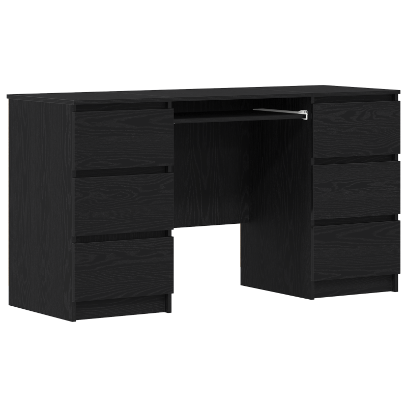 Schreibtische 2 Stück Schwarz Eiche 140x50x76 cm Holzwerkstoff