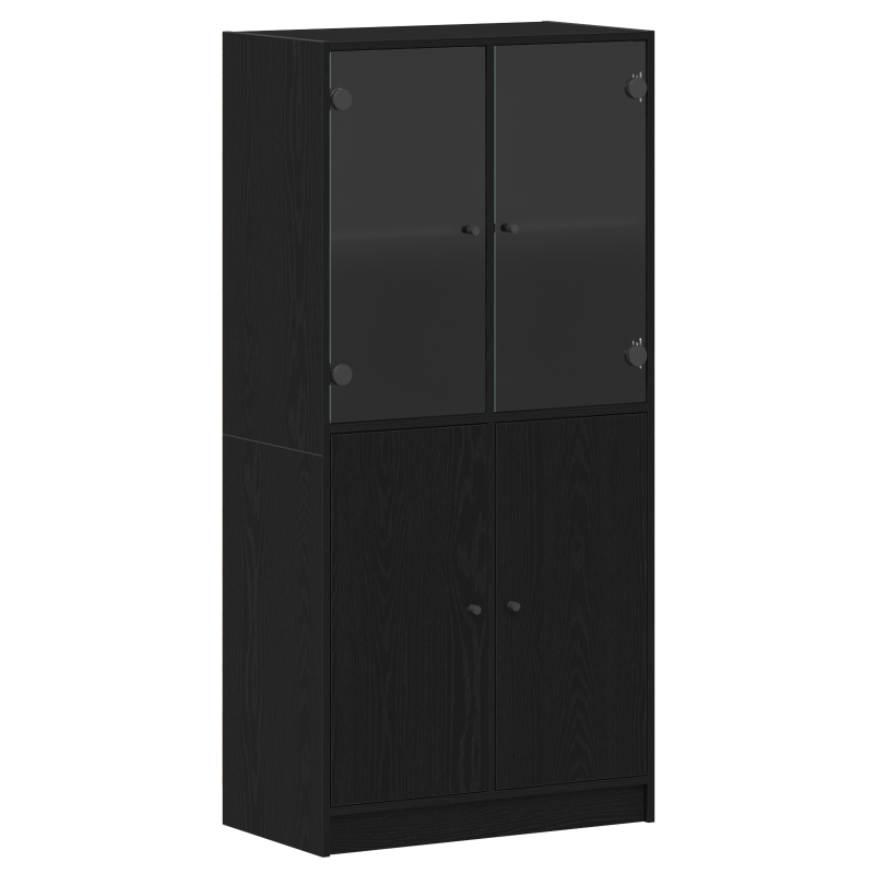 Hochschrank mit Türen Schwarz Eiche 68x37x142 cm Holzwerkstoff