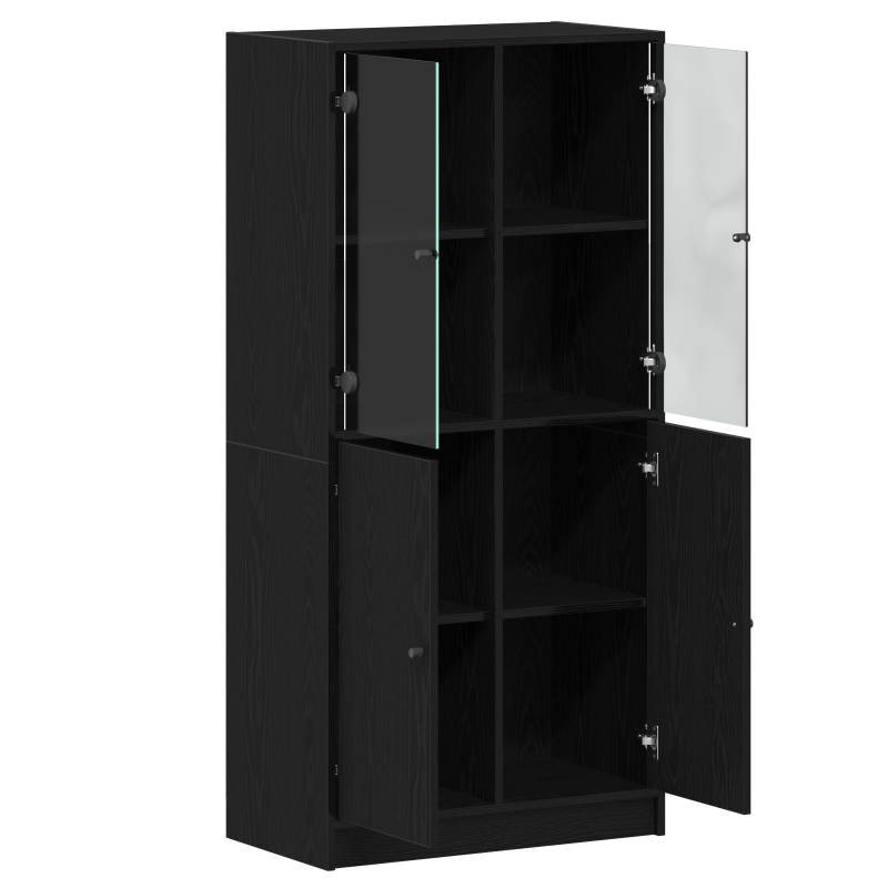 Hochschrank mit Türen Schwarz Eiche 68x37x142 cm Holzwerkstoff