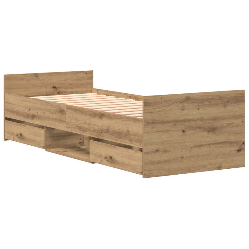 Bettgestell ohne Matratze Artisan Eiche 75x190 cm Holzwerkstoff