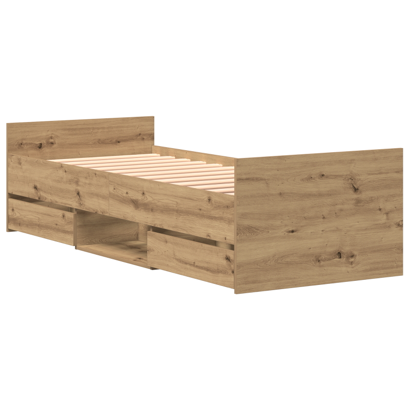 Bettgestell ohne Matratze Artisan Eiche 75x190 cm Holzwerkstoff