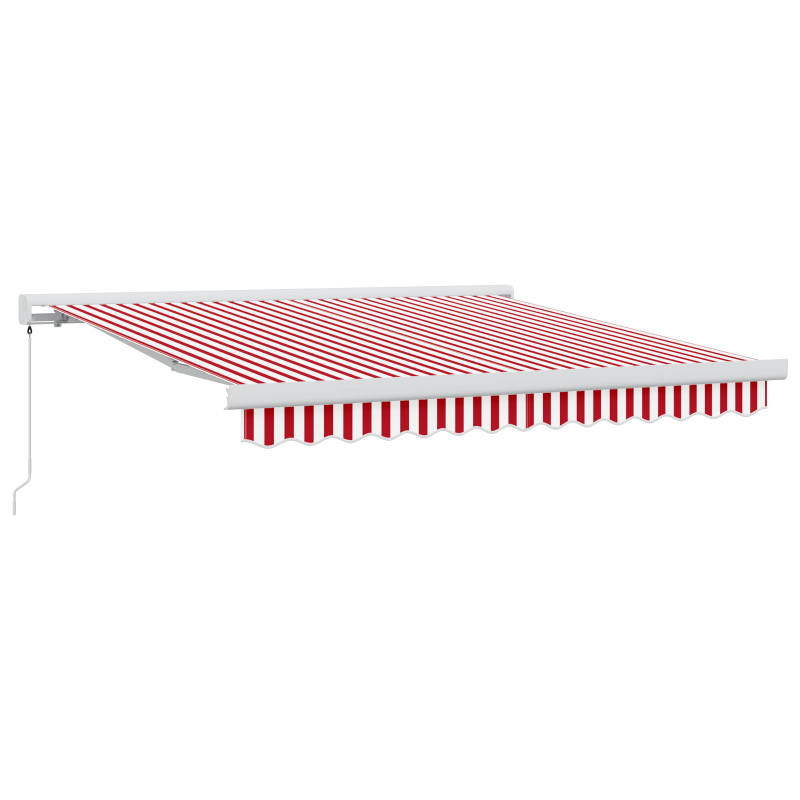 Manuelle einziehbare Markise rot-weiß gestreift 300x250 cm
