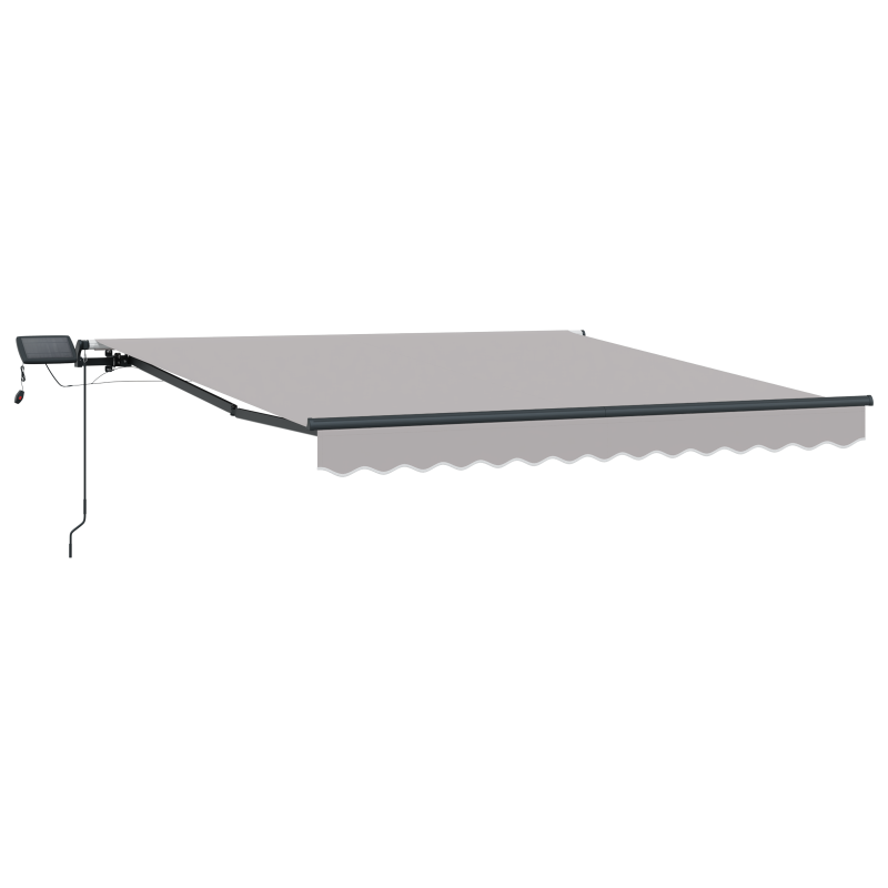 Manuelle Einziehbare Markise mit LED Hellgrau 350x250 cm