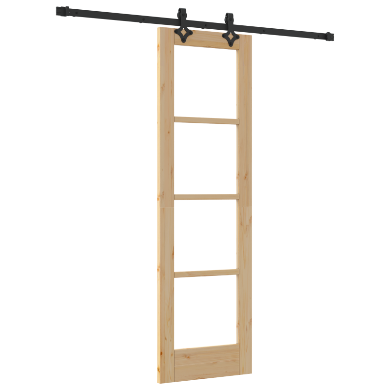 Schiebetür mit Hardware-Set ORKDAL aus massivem Holz & Glas