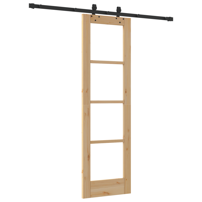 Schiebetür mit Hardware-Set ORKDAL aus massivem Holz & Glas