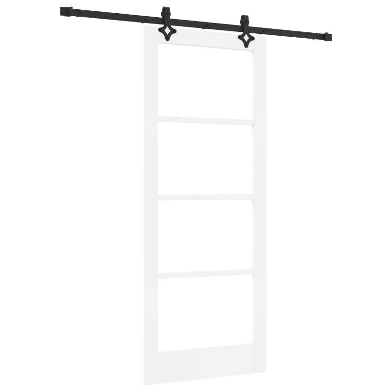Schiebetür mit Beschlägen Set ORKDALWeiß Massivholz & Glas