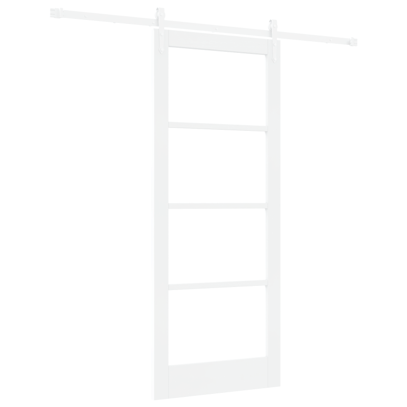 Schiebetür mit Hardware Set Weiß 83 x 202 cm Massivholz Kiefer