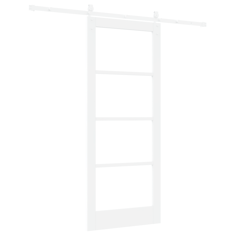 Schiebetür mit Hardware Set Weiß 83 x 202 cm Massivholz Kiefer