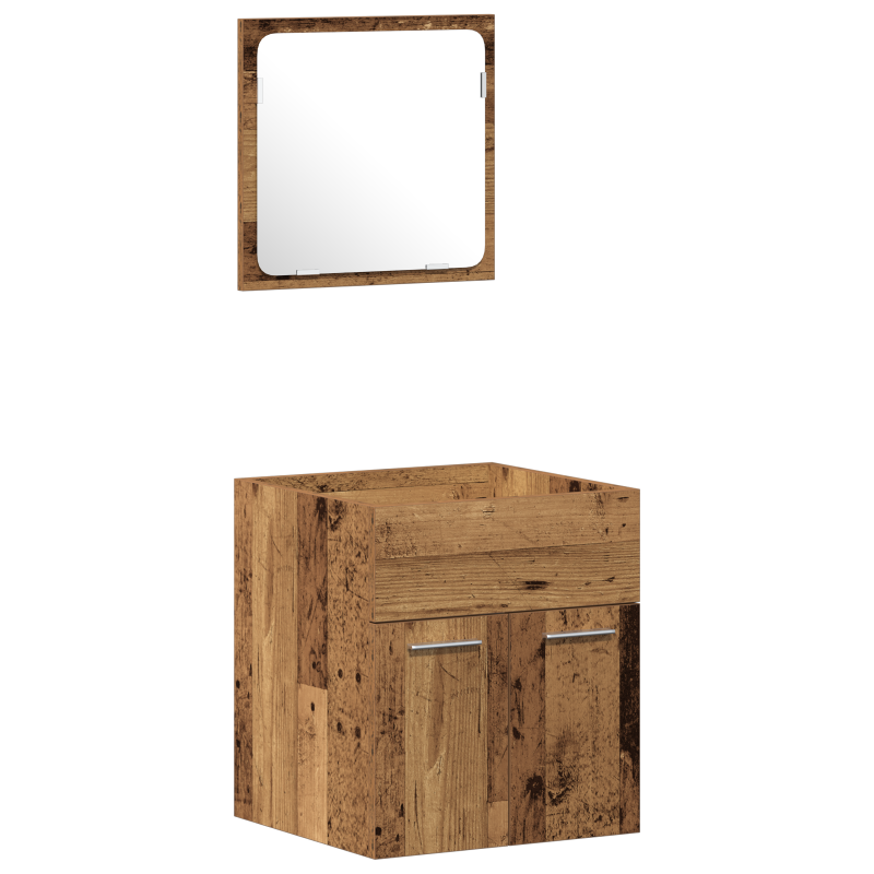 4-teiliges Badezimmermöbel-Set - Altes Holz