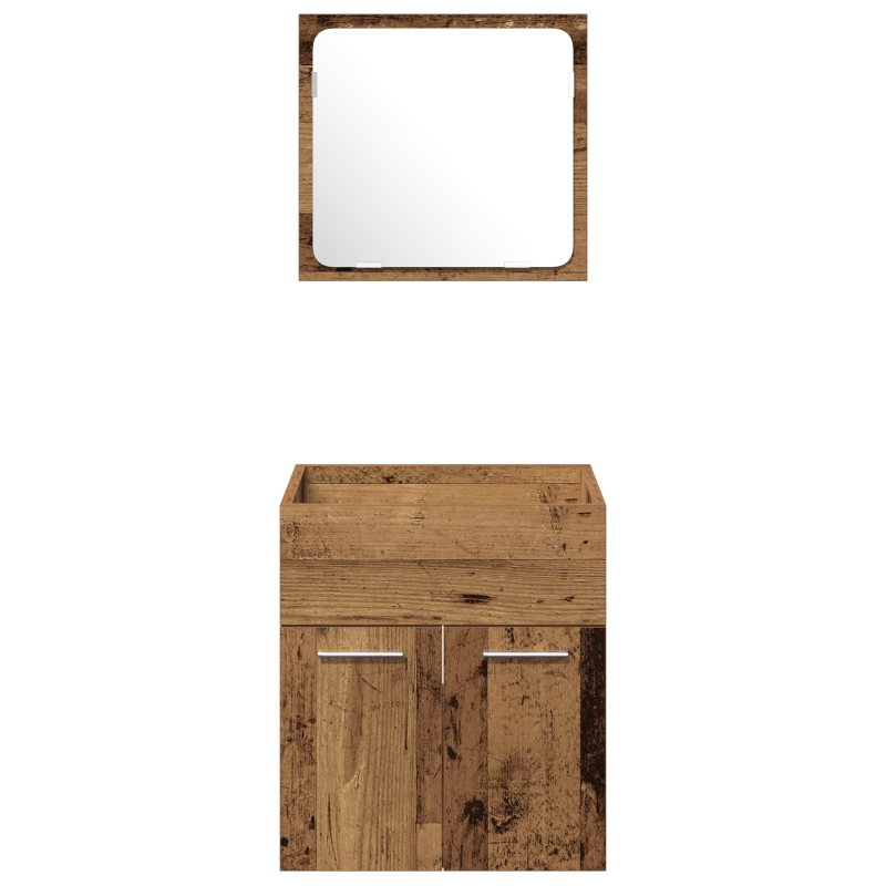 4-teiliges Badezimmermöbel-Set - Altes Holz