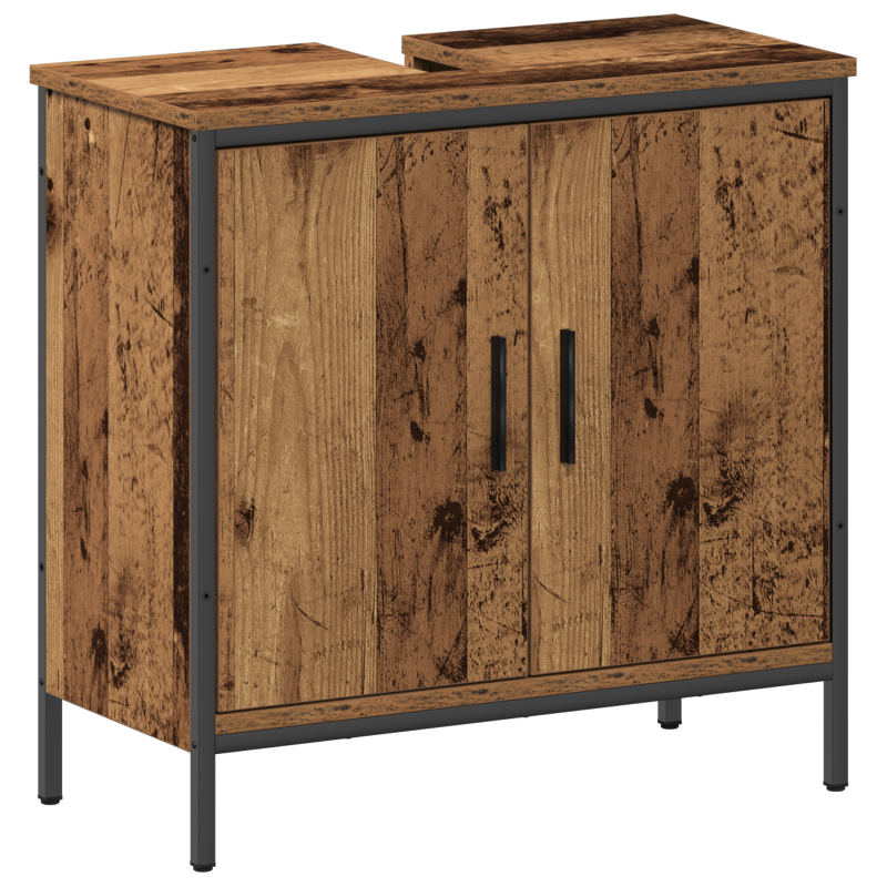2-teiliges Badezimmer Möbel Set Altholz Holzwerkstoff