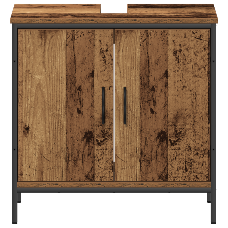 2-teiliges Badezimmer Möbel Set Altholz Holzwerkstoff