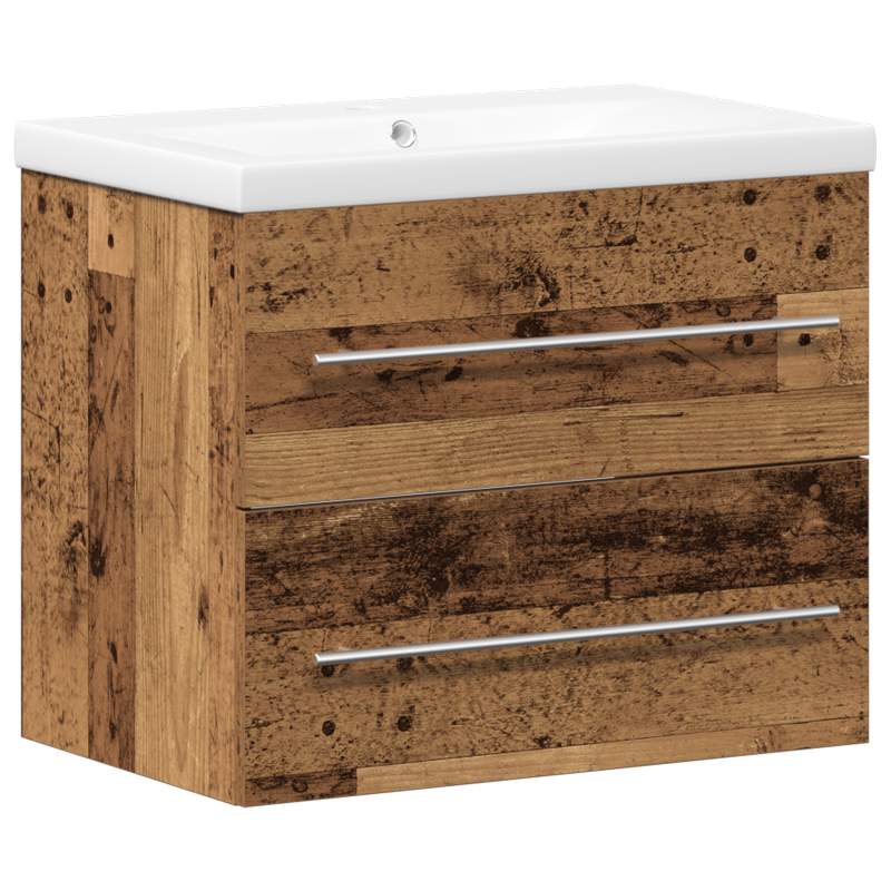 Badezimmer Waschschrank mit integriertem Waschbecken Altholz Spanplatte