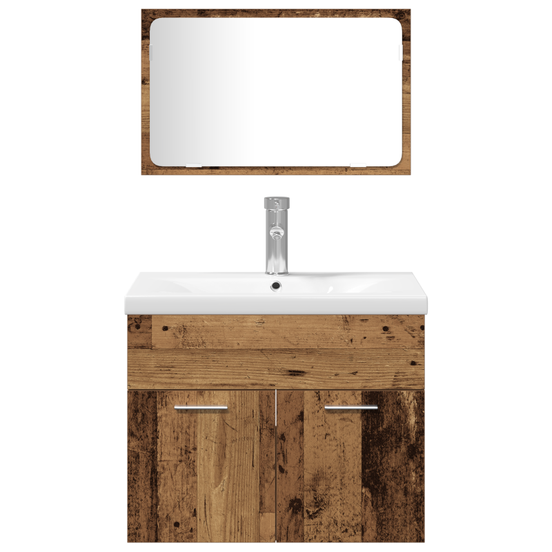 5-teiliges Badezimmermöbel Set Altes Holz Verbundholz