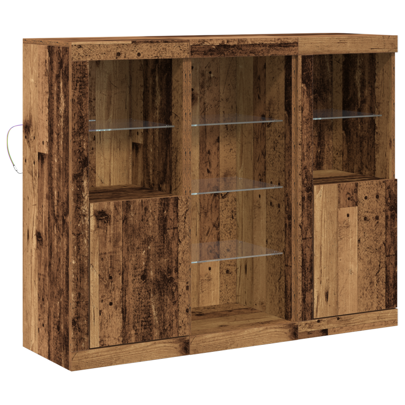 Sideboard mit LED Lichtern Altes Holz 123x37x100 cm Holzwerkstoff
