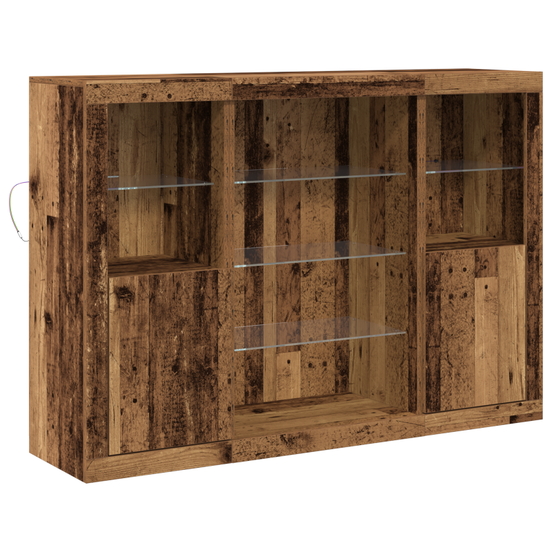 Sideboard mit LED-Lichtern Altholz 142.5x37x100 cm