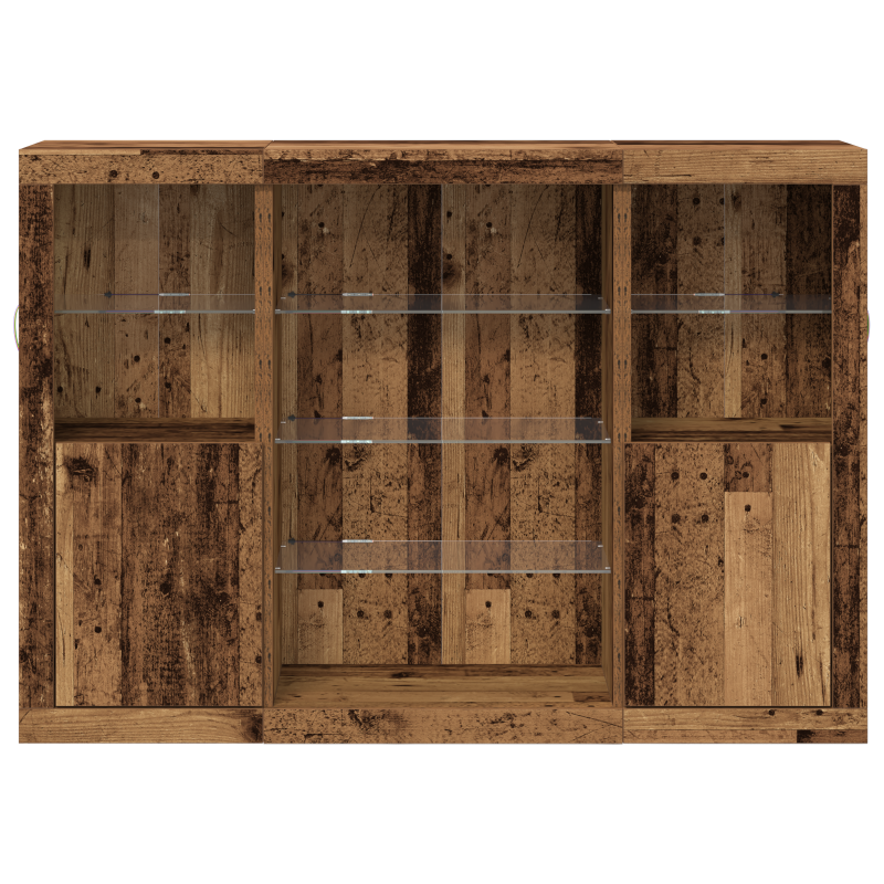 Sideboard mit LED-Lichtern Altholz 142.5x37x100 cm