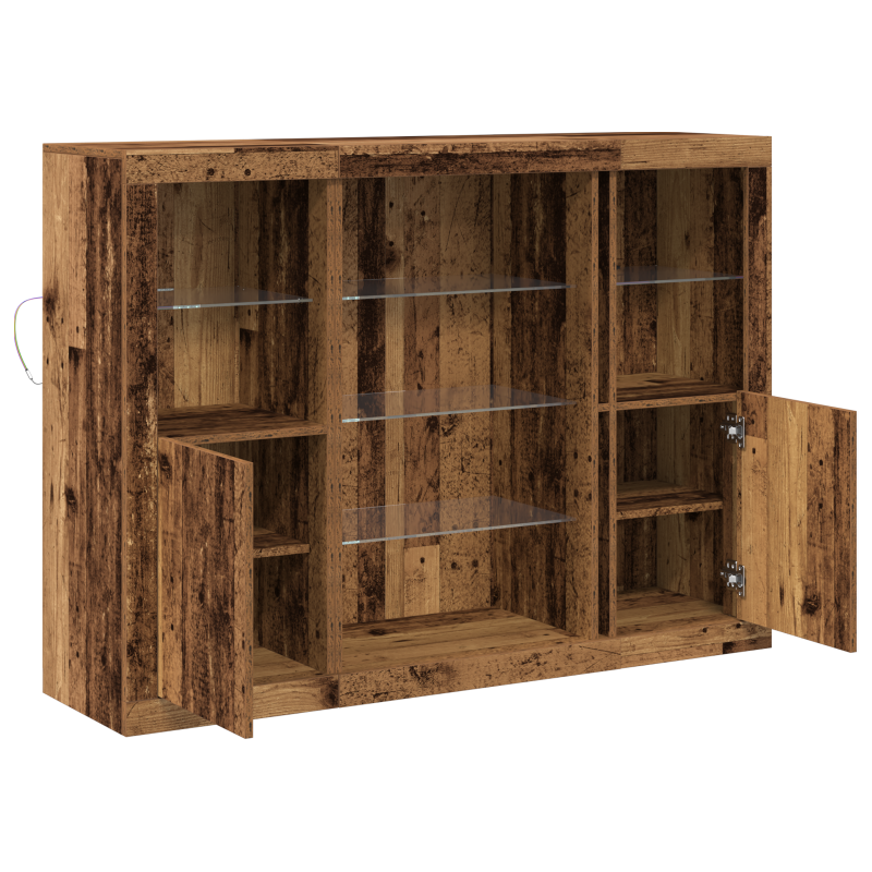 Sideboard mit LED-Lichtern Altholz 142.5x37x100 cm