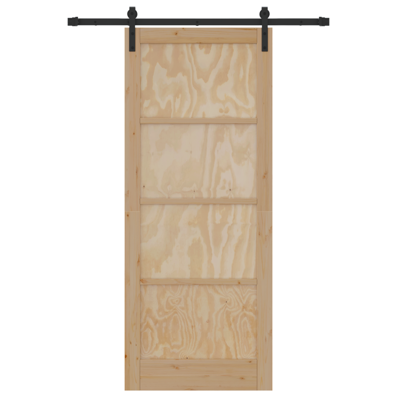 Schiebetür mit Beschlagset 86x211 cm aus massivem Kiefernholz