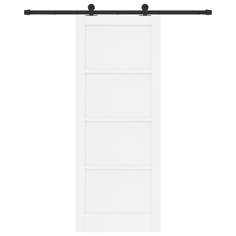 Schiebetür mit Hardware-Set Weiß 83x211 cm Massivholz Kiefer