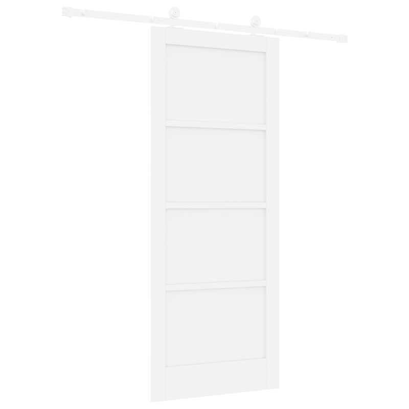 Schiebetür mit Hardware-Set Weiß 83x202 cm Massivholz Kiefer