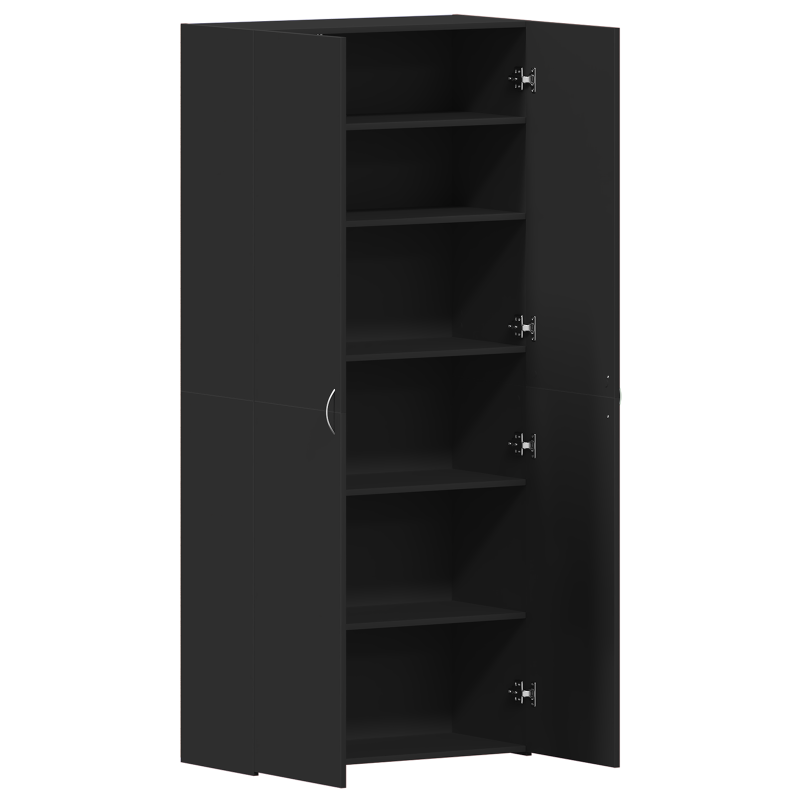 Schuhschrank Schwarz 80x35,5x180 cm Holzwerkstoff