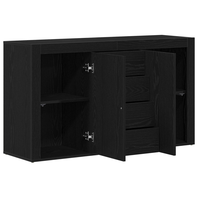 Sideboard Schwarz Eiche Fertigholz 120 x 36 x 69 cm Stauraum