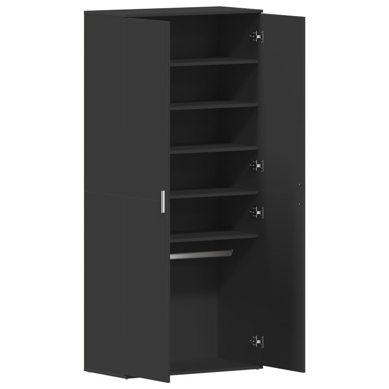 Schuhschrank Schwarz 80x39x180 cm Holzwerkstoff
