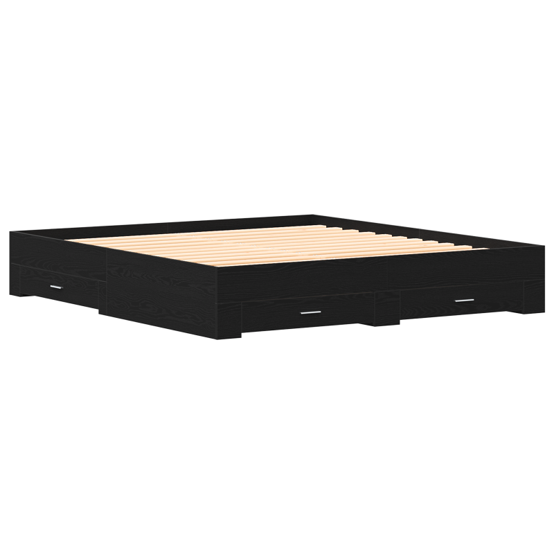 Bettgestell mit Schubladen Schwarz Eiche 180x200 cm Ingenieurholz