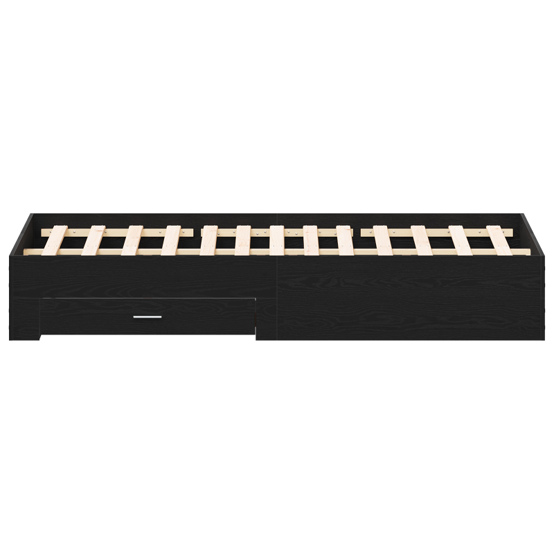 Bettgestell mit Schubladen Schwarz Eiche 180x200 cm Ingenieurholz