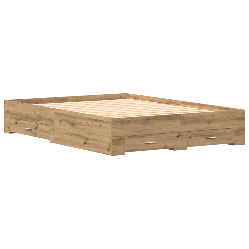 Bettgestell mit Schubladen Eiche Holzwerkstoff 140 x 190 cm