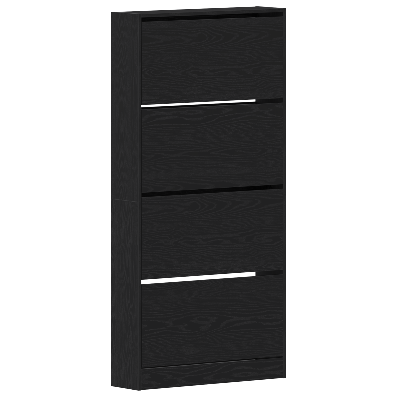 Schuhschrank Schwarzes Eichenholz Holzwerkstoff 80 x 21 x 163,5 cm