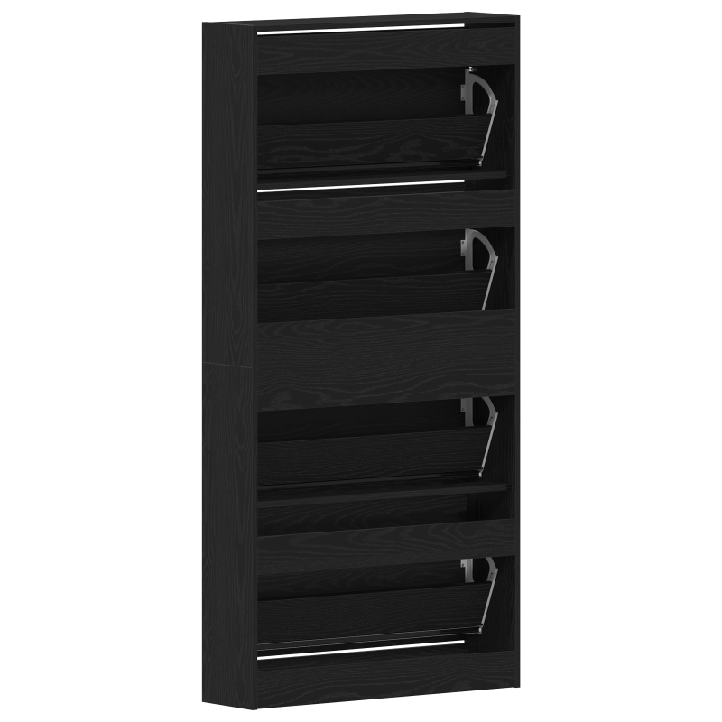Schuhschrank Schwarzes Eichenholz Holzwerkstoff 80 x 21 x 163,5 cm