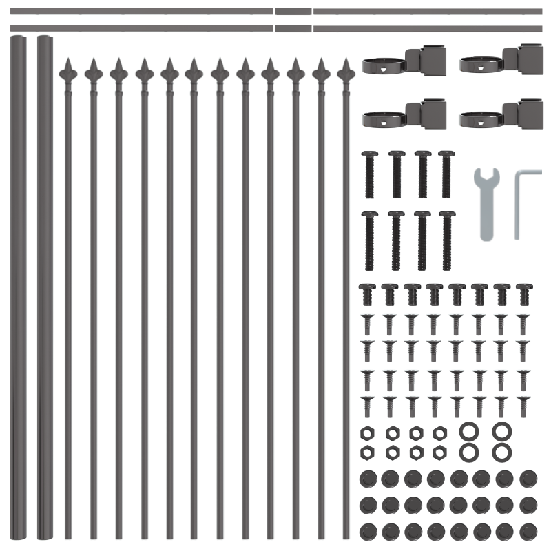 Gartenzaun mit Speeroberteil Grau 5,1x0,6 m Stahl