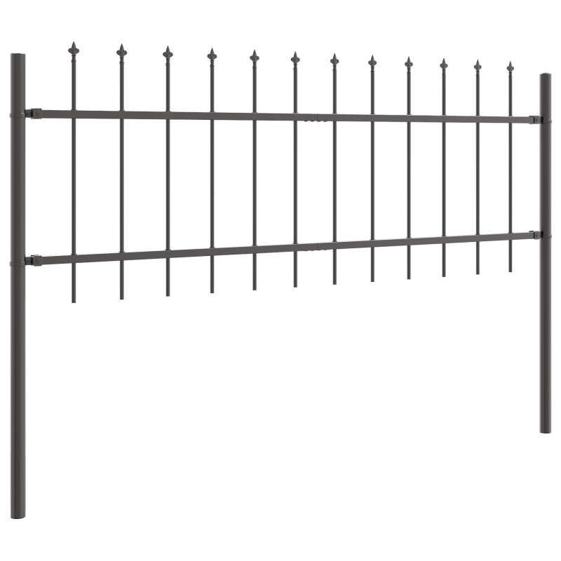 Gartenzaun mit Speartop Grau 8,5x0,6 m Stahl