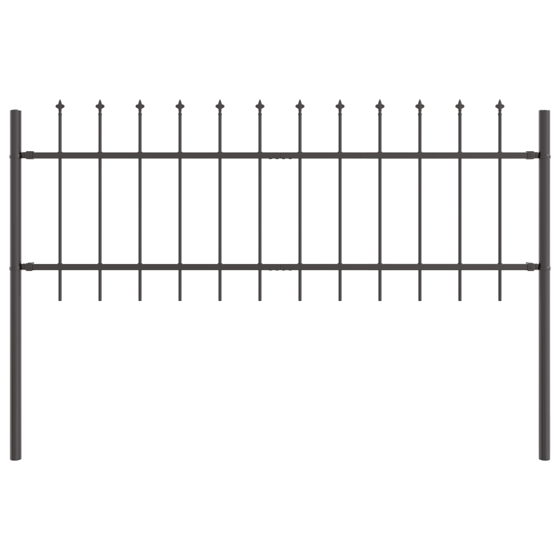 Gartenzaun mit Spear Top Grau 13,6x0,6 m aus Stahl
