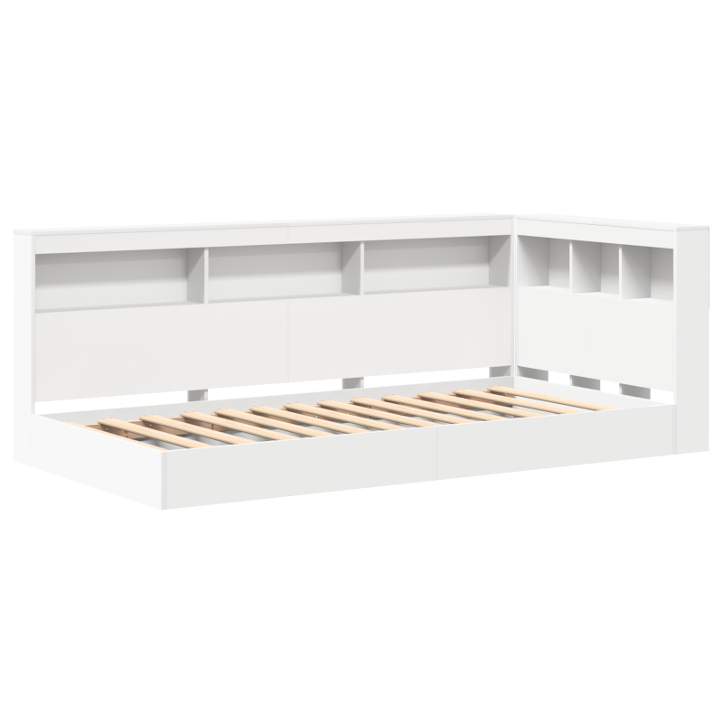 Bücherregal Bett Weiß 90x200 cm aus stranggepresstem Holz