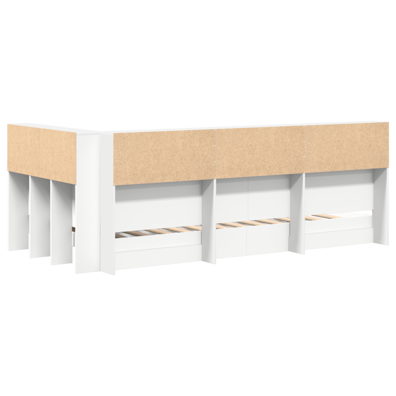 Bücherregal Bett Weiß 90x200 cm aus stranggepresstem Holz