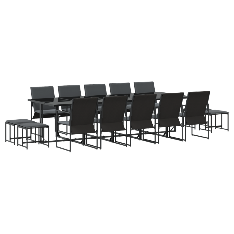 19-teiliges Garten-Esszimmer-Set mit Kissen aus Stahl und Textilene