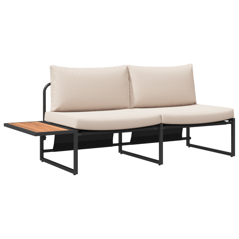 3-teiliges Garten-Esszimmer-Set mit taupefarbenen Kissen