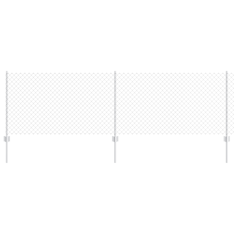 Kettengliedzaun mit 10 U-Posts Silber 0.8x10 m Stahl