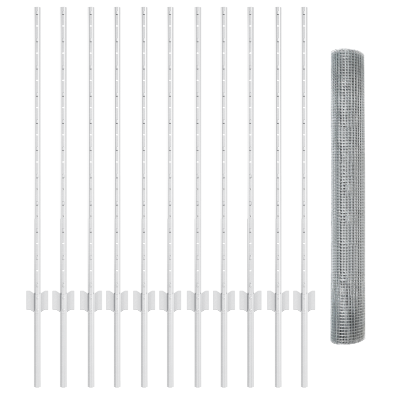 Schweißdrahtzaun mit 22 U-Posts Silber 1x25 m Stahl