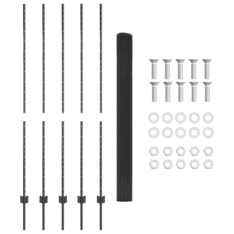 Gartenzaun Set Set von 2 Grau Feuerverzinkter Stahl 10 x 1,5 m
