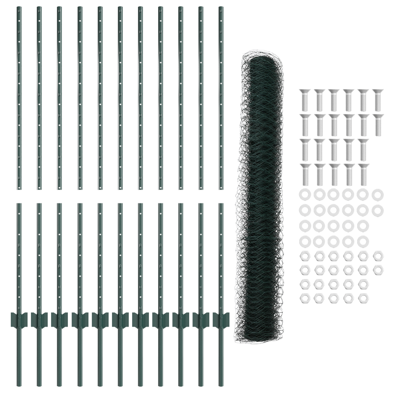 Gartenzaunset Set aus 2 Grün Metall Groß Langlebig Gartenzaun