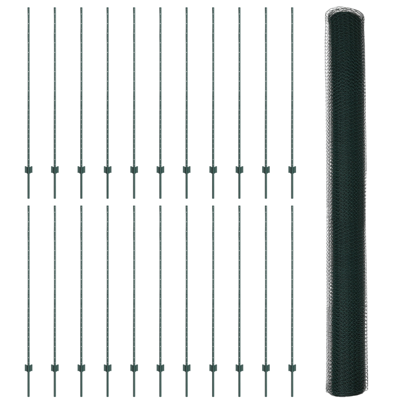 Zaunpfosten 11 Teile U-Profil Grün 150 cm Stahl