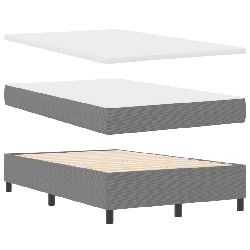 Boxspringbett mit Matratze & LED hellgrau 120x200 cm Cordstoff